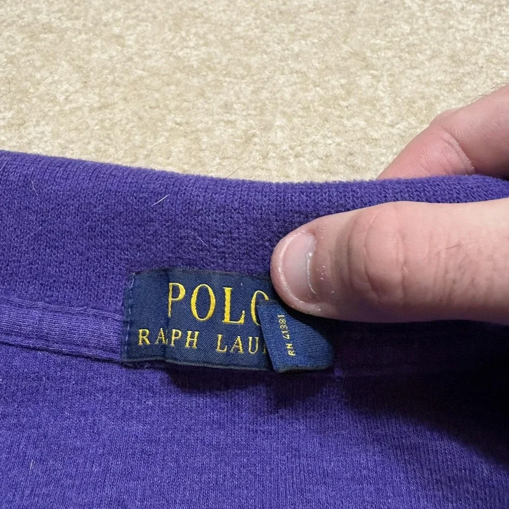 Polo Ralph Lauren Sweater Mens 3XB Big Purple Cotton 1/4 Zip Mock Neck Pony